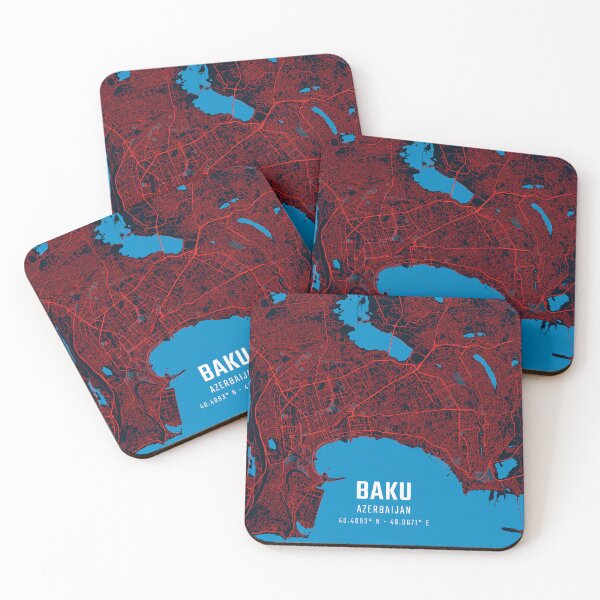 Item preview, Baku Red & Blue Minimalist Map designed and sold by HomeLivingCo.