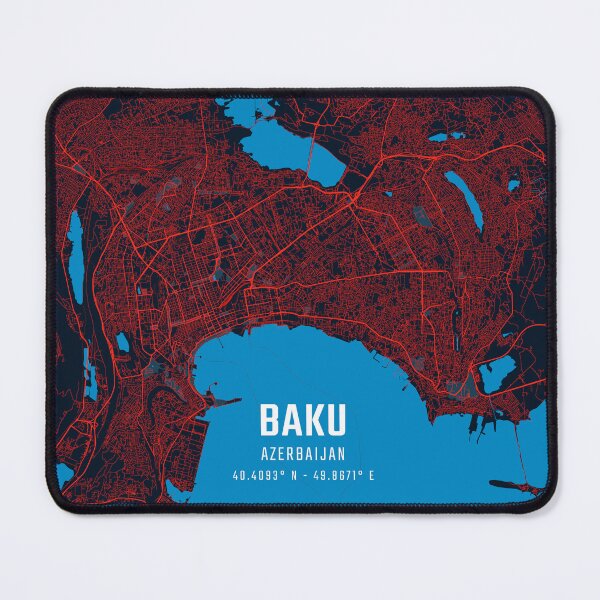 Item preview, Baku Red & Blue Minimalist Map designed and sold by HomeLivingCo.