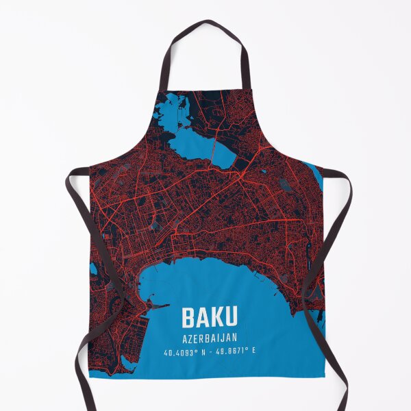 Item preview, Baku Red & Blue Minimalist Map designed and sold by HomeLivingCo.