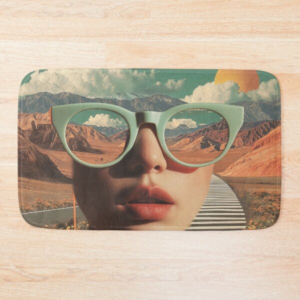 Item preview, Surreal Portrait With Glasses Reflecting Desert Road And Mountains designed and sold by Jirka Svetlik, Studio Illuvision.