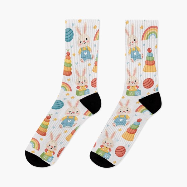 Item preview, Cheerful background, pastel colors, bunnies, balls, stars, children's pyramids, pastel background, endless background, pattern designed and sold by orthodox-icon.