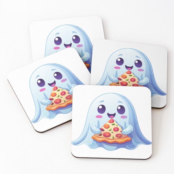 Item preview, Cute Ghost Eating Pizza Illustration designed and sold by Partoon-dp.