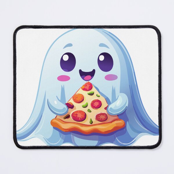 Item preview, Cute Ghost Eating Pizza Illustration designed and sold by Partoon-dp.