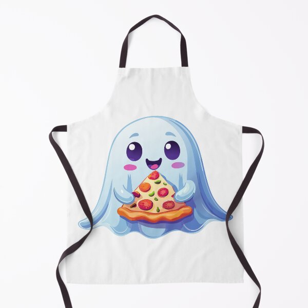 Item preview, Cute Ghost Eating Pizza Illustration designed and sold by Partoon-dp.
