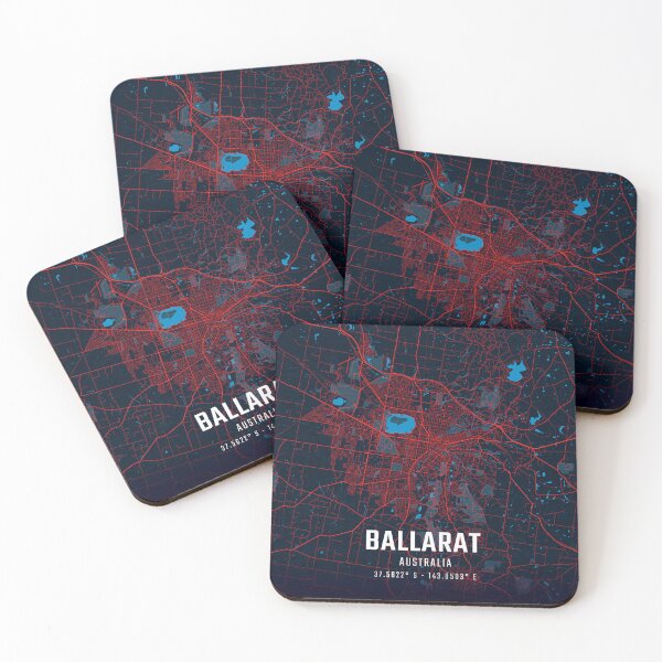 Item preview, Ballarat Red & Blue Minimalist Map designed and sold by HomeLivingCo.