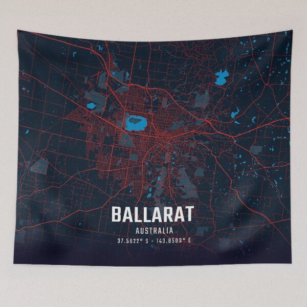 Item preview, Ballarat Red & Blue Minimalist Map designed and sold by HomeLivingCo.