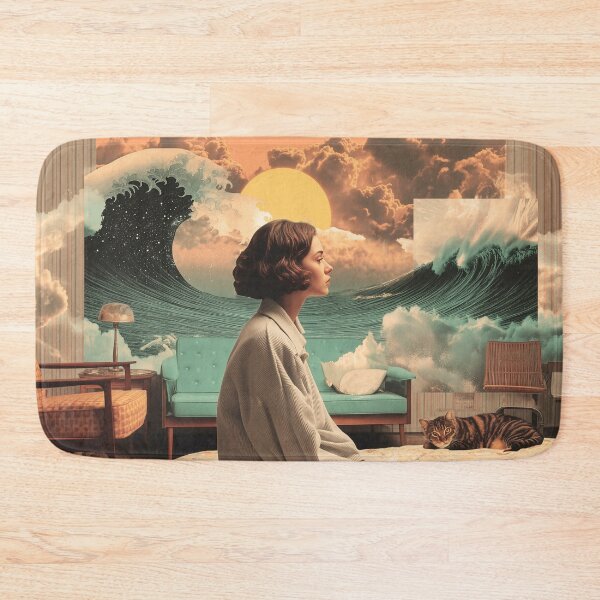 Item preview, Surreal Interior With Woman Seated Waves And Cosmic Skies designed and sold by Jirka Svetlik, Studio Illuvision.