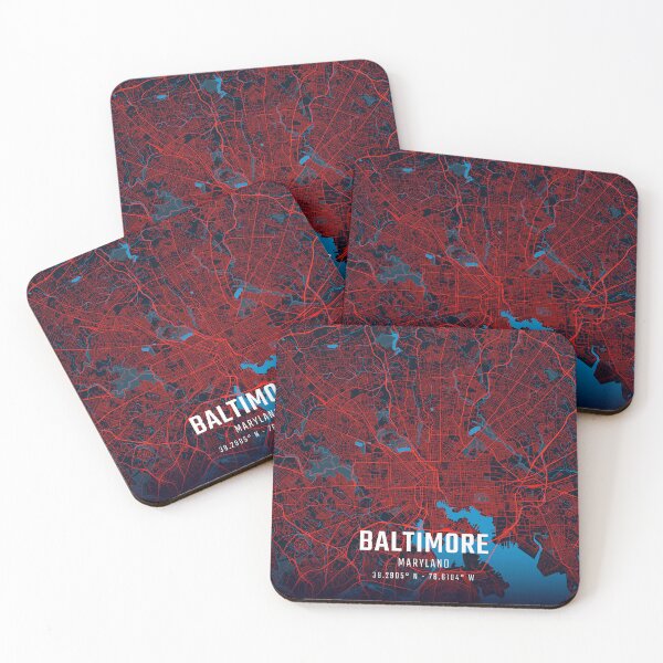 Item preview, Baltimore Red & Blue Minimalist Map designed and sold by HomeLivingCo.