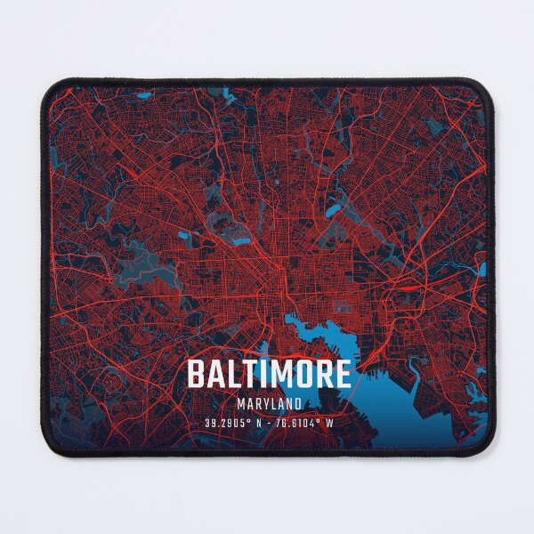 Item preview, Baltimore Red & Blue Minimalist Map designed and sold by HomeLivingCo.