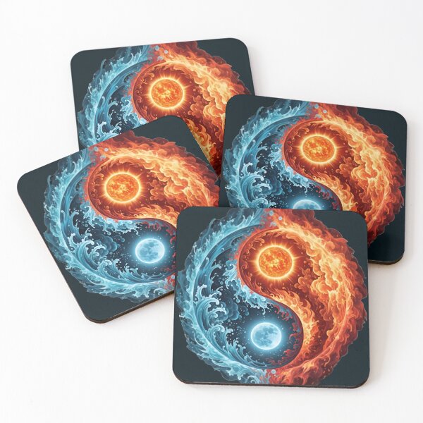 Item preview, Fiery Sun and Icy Moon Yin Yang – Elemental Balance Artwork designed and sold by Margival.