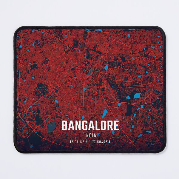Item preview, Bangalore Red & Blue Minimalist Map designed and sold by HomeLivingCo.