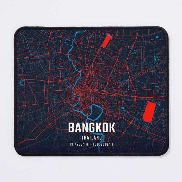 Item preview, Bangkok Red & Blue Minimalist Map designed and sold by HomeLivingCo.