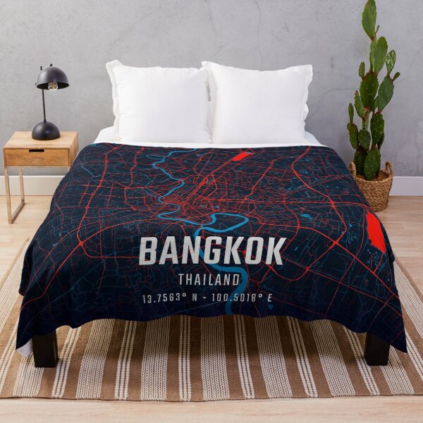 Item preview, Bangkok Red & Blue Minimalist Map designed and sold by HomeLivingCo.