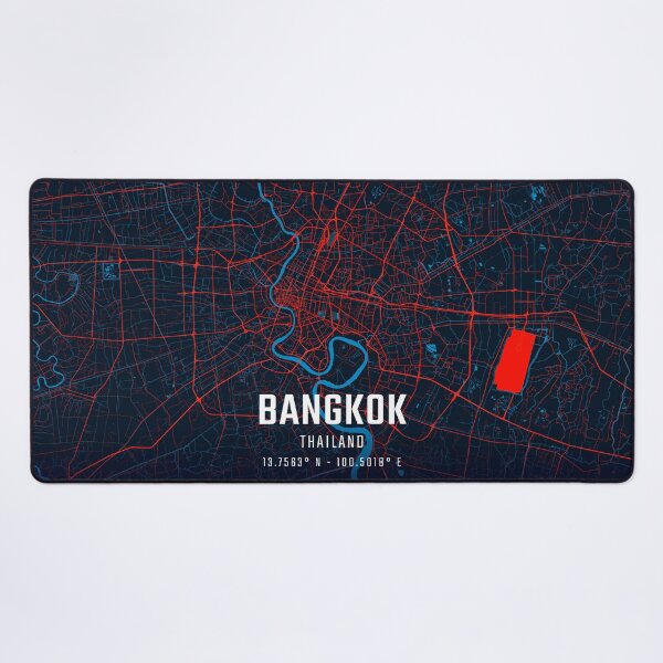 Item preview, Bangkok Red & Blue Minimalist Map designed and sold by HomeLivingCo.