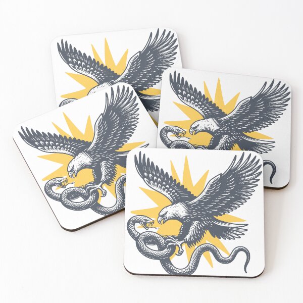 Item preview, Eagle Catching Snake, Fierce Predator vs Serpent Tattoo Style Graphic Design designed and sold by Graphic Botique.