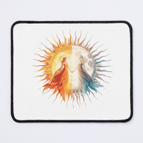 Item preview, Sun Moon Holding Hands Cosmic Love Celestial Romance Art Print designed and sold by BestZoneStore.