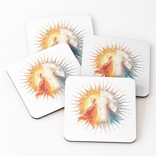 Item preview, Sun Moon Holding Hands Cosmic Love Celestial Romance Art Print designed and sold by BestZoneStore.