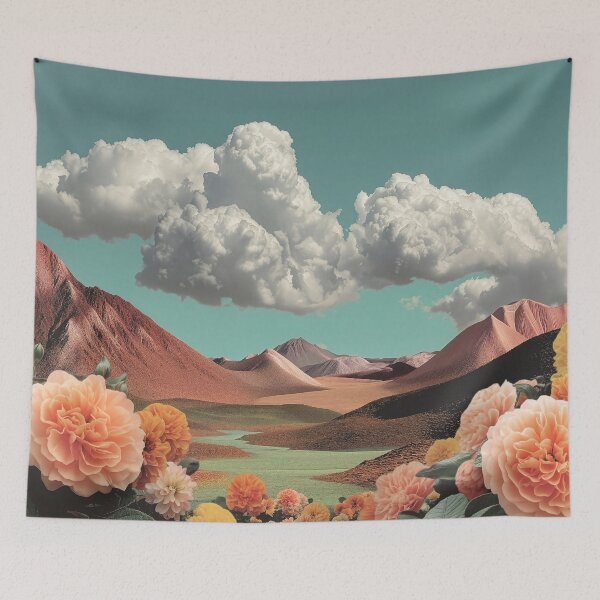Item preview, Surreal Floral Mountainscape With Dramatic Clouds designed and sold by Jirka Svetlik, Studio Illuvision.