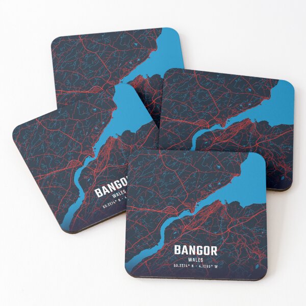 Item preview, Bangor Red & Blue Minimalist Map designed and sold by HomeLivingCo.