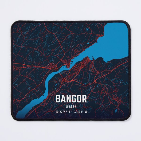 Item preview, Bangor Red & Blue Minimalist Map designed and sold by HomeLivingCo.