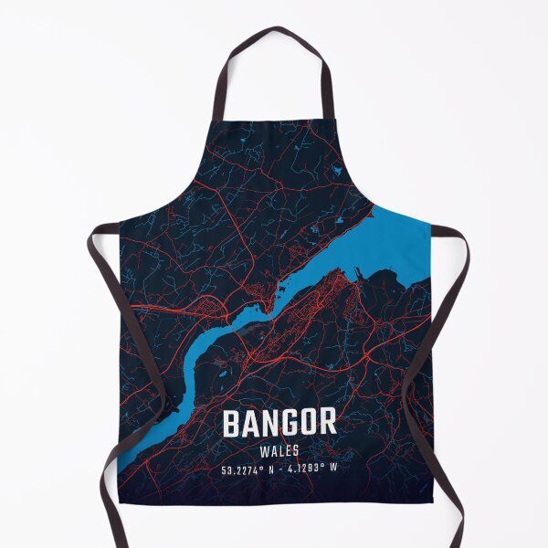 Item preview, Bangor Red & Blue Minimalist Map designed and sold by HomeLivingCo.