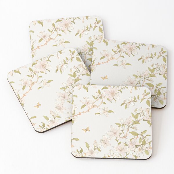 Item preview, Delicate Pink Blossom Floral Pattern With Green Leaves designed and sold by CoolPixels.