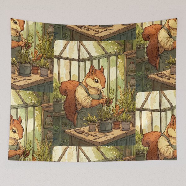 Item preview, Light Academia Aesthetic: Squirrel's Botanical Drawing designed and sold by bapupa.