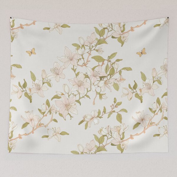 Item preview, Delicate Pink Blossom Floral Pattern With Green Leaves designed and sold by CoolPixels.