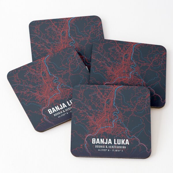 Item preview, Banja Luka Red & Blue Minimalist Map designed and sold by HomeLivingCo.
