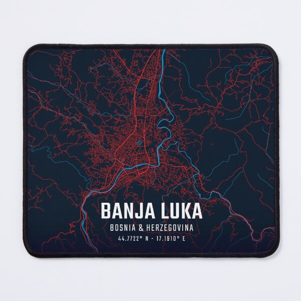 Item preview, Banja Luka Red & Blue Minimalist Map designed and sold by HomeLivingCo.
