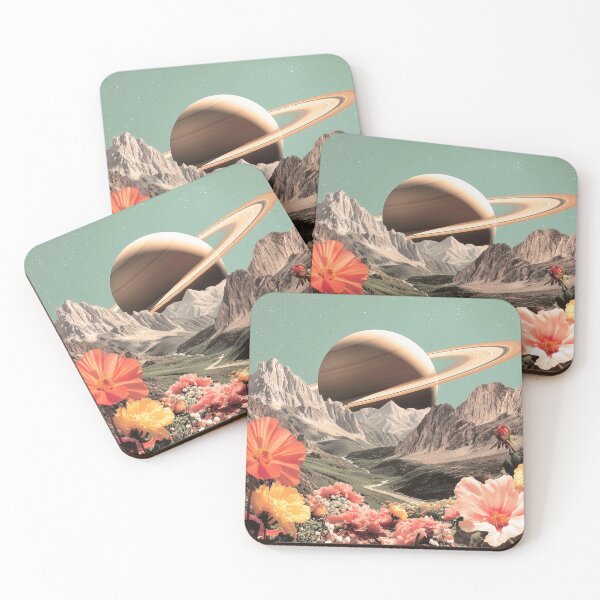 Item preview, Surreal Saturn Over Mountain Valley With Floral Foreground designed and sold by Jirka Svetlik, Studio Illuvision.