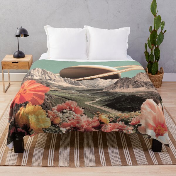 Item preview, Surreal Saturn Over Mountain Valley With Floral Foreground designed and sold by Jirka Svetlik, Studio Illuvision.