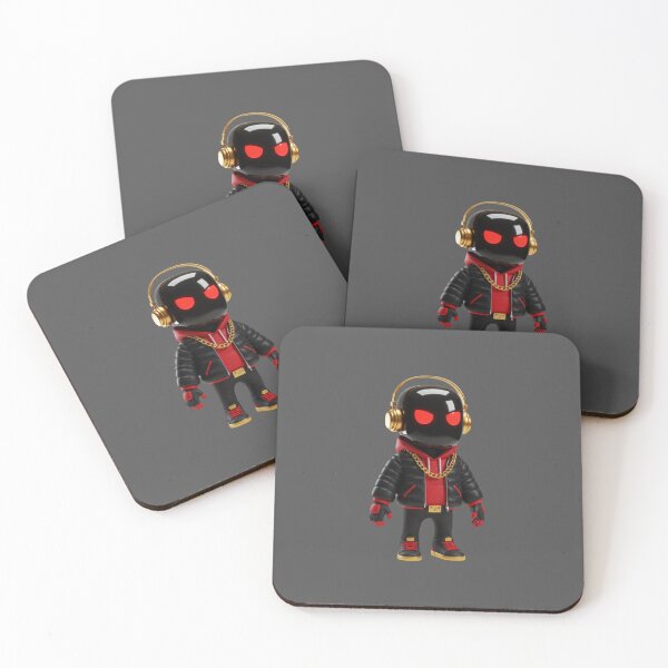 Item preview, Stylized 3D Robot Character with Black Outfit, Red Accents and Gold Accessories on White Background designed and sold by PixelVibe782.