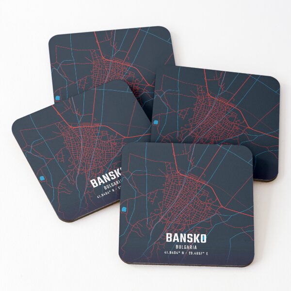 Item preview, Bansko Red & Blue Minimalist Map designed and sold by HomeLivingCo.