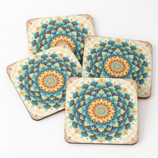 Item preview, Mandala Radiance – Golden Flowers, Teal Harmony & Visual Balance designed and sold by FotoworldEdel.