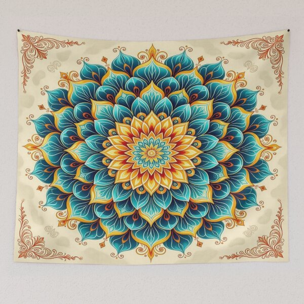 Item preview, Mandala Radiance – Golden Flowers, Teal Harmony & Visual Balance designed and sold by FotoworldEdel.