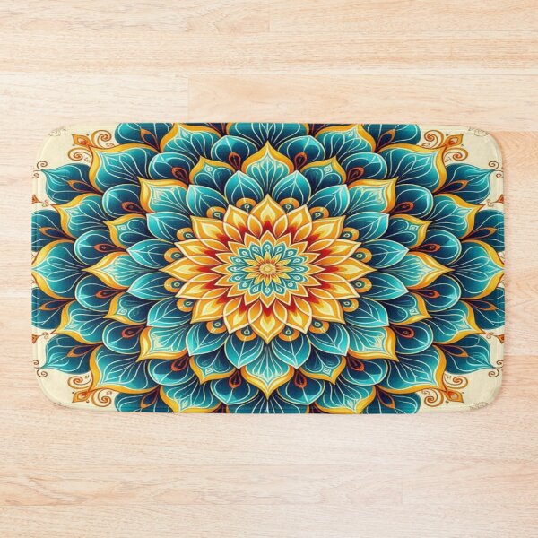 Item preview, Mandala Radiance – Golden Flowers, Teal Harmony & Visual Balance designed and sold by FotoworldEdel.