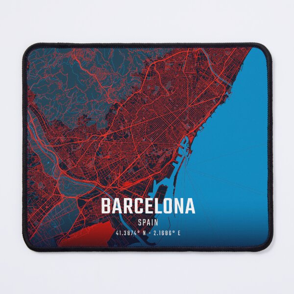 Item preview, Barcelona Red & Blue Minimalist Map designed and sold by HomeLivingCo.