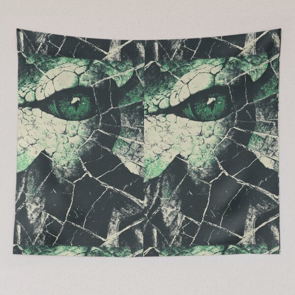 Item preview, Green reptile eye seen through a shattered and cracked mirror. designed and sold by Piotrek0001.