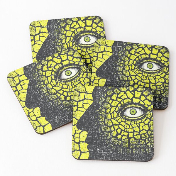 Item preview, Face profile with reptilian skin and a single human eye. designed and sold by Piotrek0001.