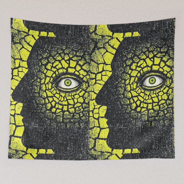 Item preview, Face profile with reptilian skin and a single human eye. designed and sold by Piotrek0001.