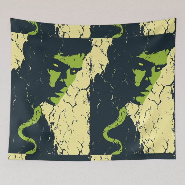 Item preview, Abstract green face portrait with a curling snake tail. designed and sold by Piotrek0001.