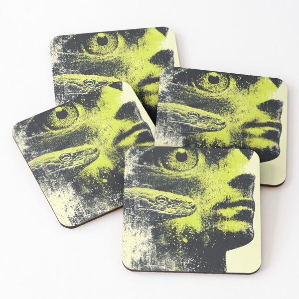 Item preview, Profile of a human face with a large yellow snake. designed and sold by Piotrek0001.