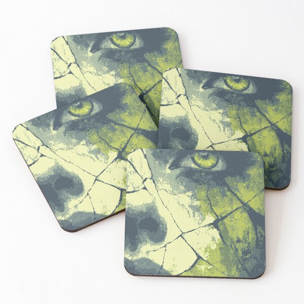 Item preview, Cracked abstract face in many shades of gloomy green. designed and sold by Piotrek0001.
