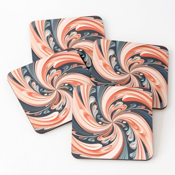 Item preview, Pastel Coral Pink and Grey-Blue Paint Swirl designed and sold by EmeraldeaArt.