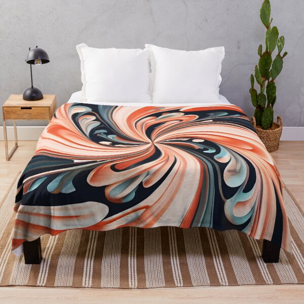 Item preview, Pastel Coral Pink and Grey-Blue Paint Swirl designed and sold by EmeraldeaArt.