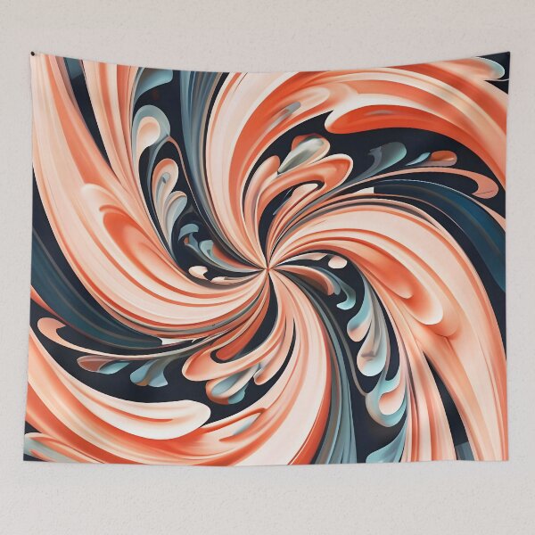 Item preview, Pastel Coral Pink and Grey-Blue Paint Swirl designed and sold by EmeraldeaArt.