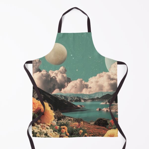 Item preview, Surreal Mountain Landscape with Planets, Clouds, and Floral Foreground designed and sold by Jirka Svetlik, Studio Illuvision.