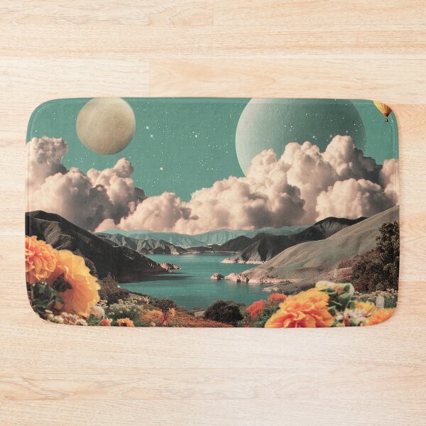 Item preview, Surreal Mountain Landscape with Planets, Clouds, and Floral Foreground designed and sold by Jirka Svetlik, Studio Illuvision.