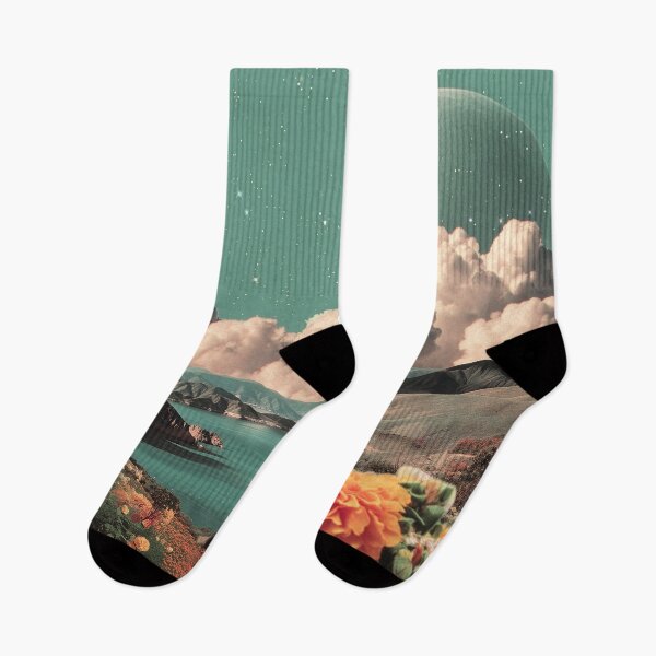 Item preview, Surreal Mountain Landscape with Planets, Clouds, and Floral Foreground designed and sold by Jirka Svetlik, Studio Illuvision.